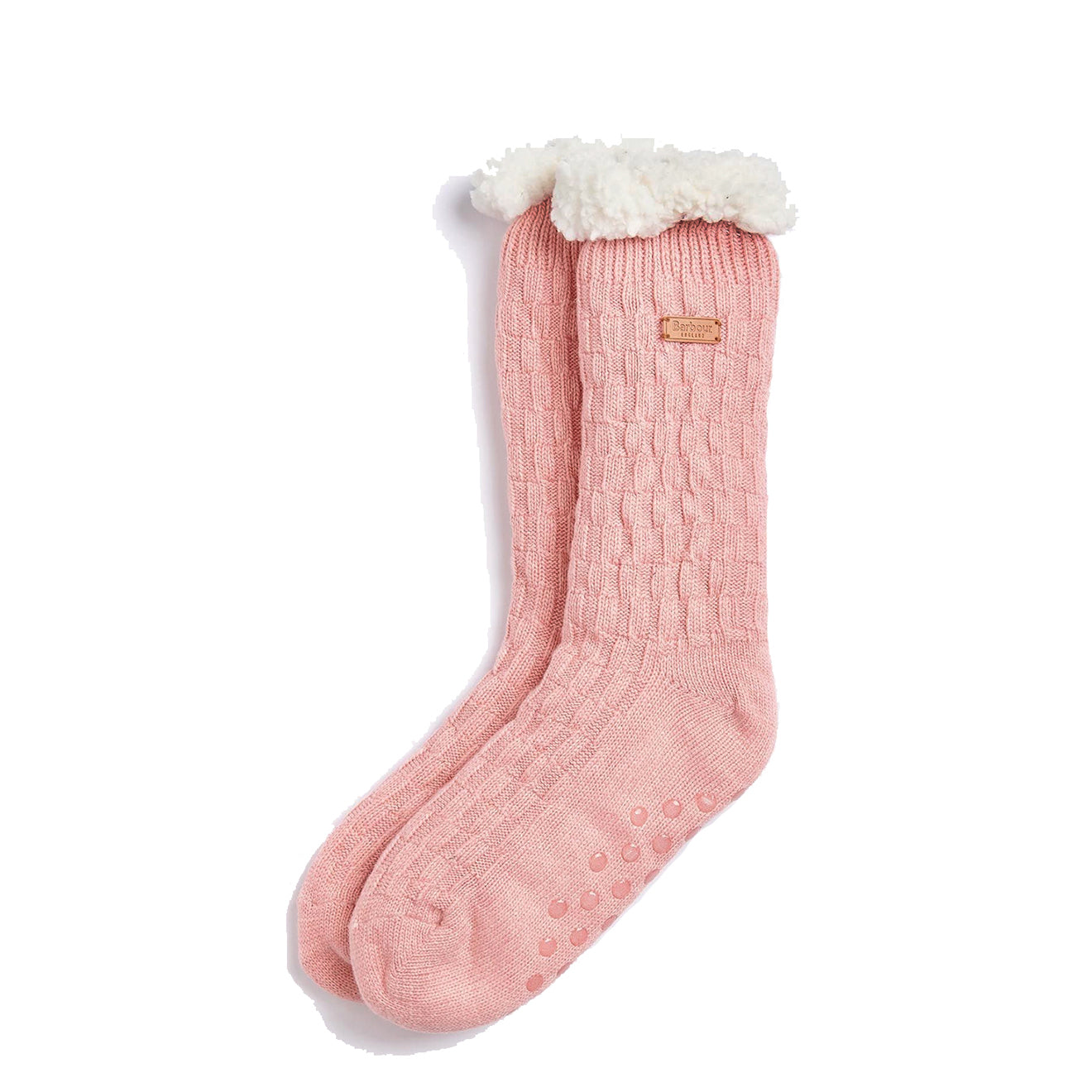 Barbour Cable Knit Lounge Socks Dusty Pink - The Sporting Lodge