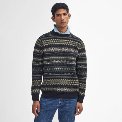 Barbour Case Fair Isle Crew Neck Sweater Black Marl