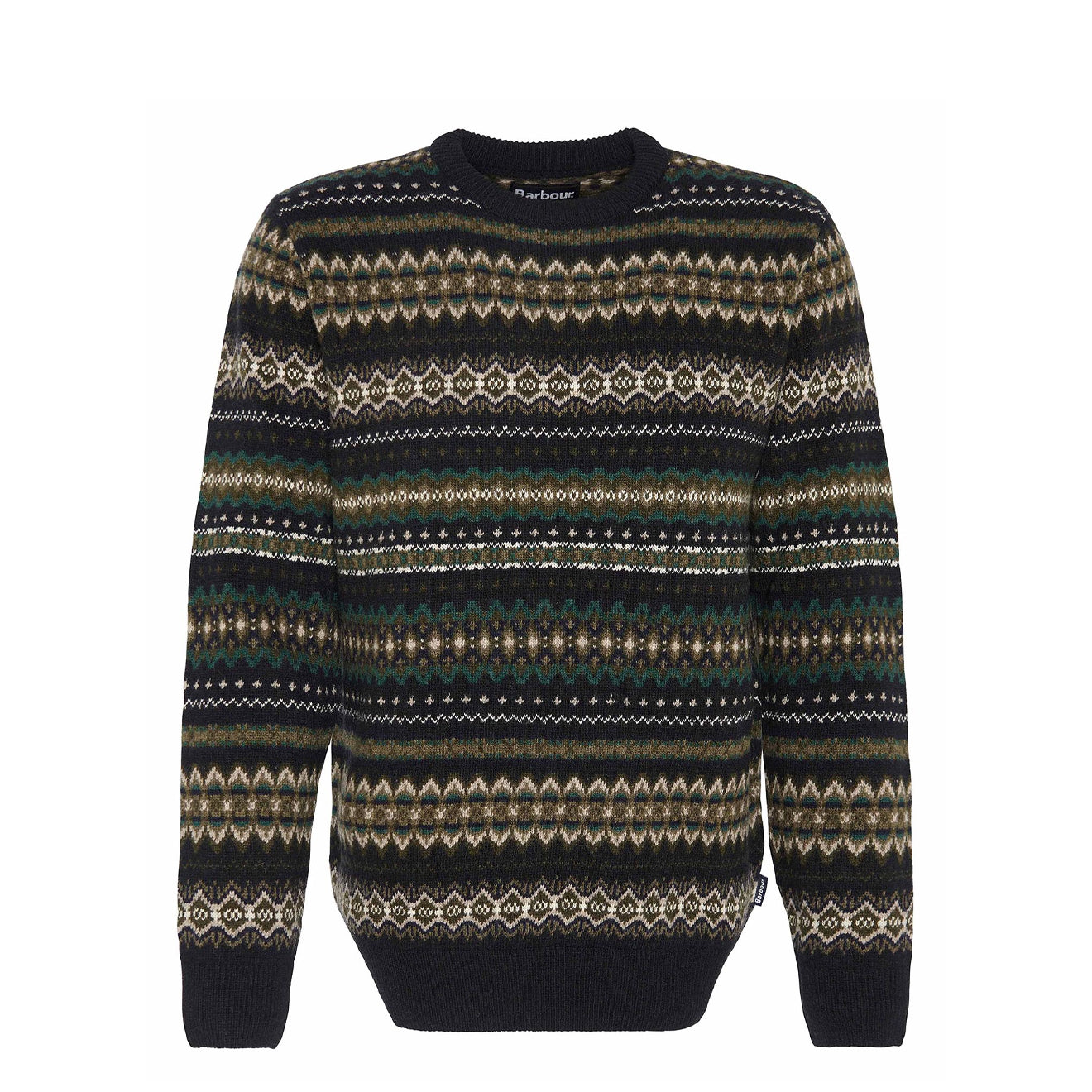 Barbour Case Fair Isle Crew Neck Sweater Black Marl