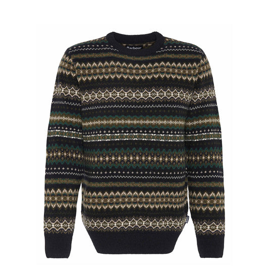 Barbour Case Fair Isle Crew Neck Sweater Black Marl