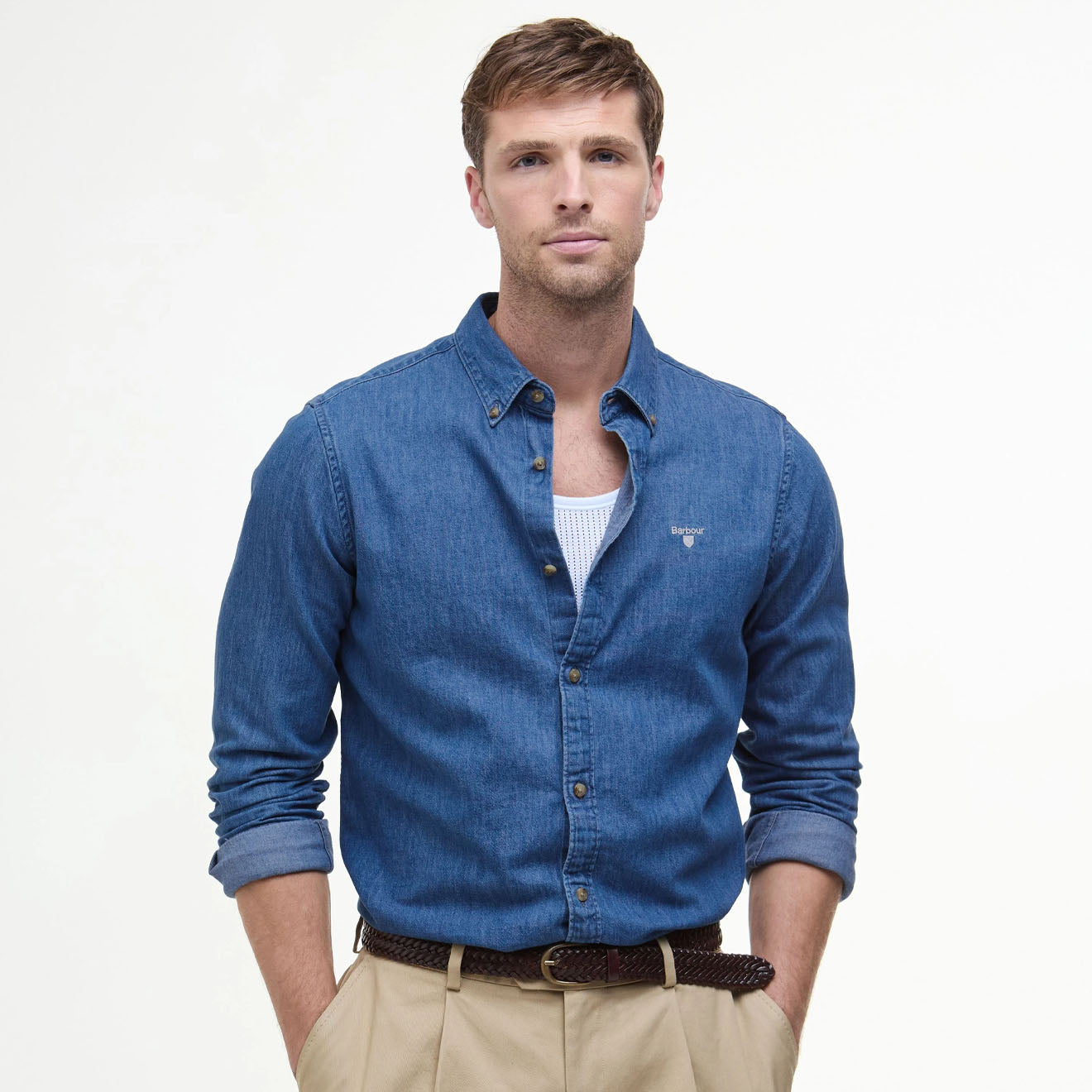 Barbour Chambray Crest Tailored Fit Shirt Chambray - The Sporting Lodge
