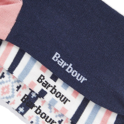Barbour Claudia Fair Isle Sock Gift Set Pink/Navy - The Sporting Lodge
