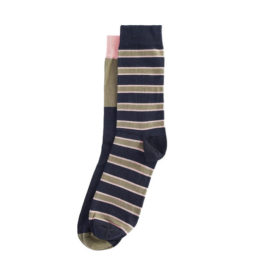 Barbour Colour Block Socks Gift Set Navy / Olive / Pink - The Sporting Lodge