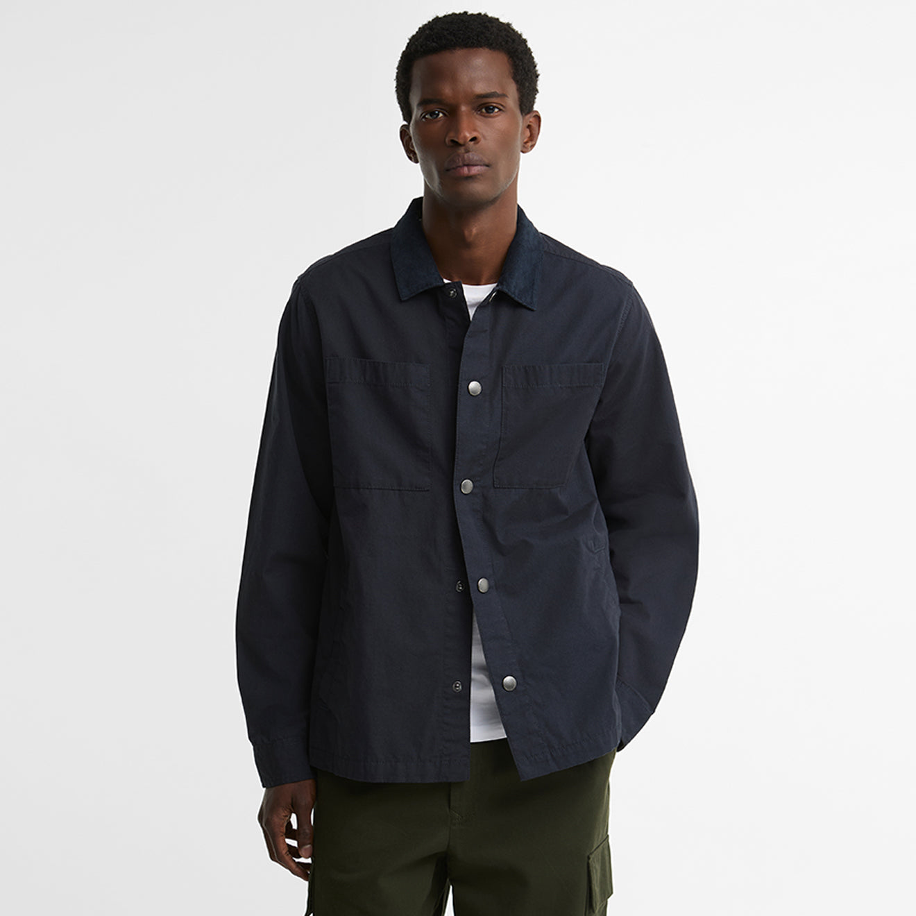 Barbour Cord Collar Twill Overshirt Dark Navy