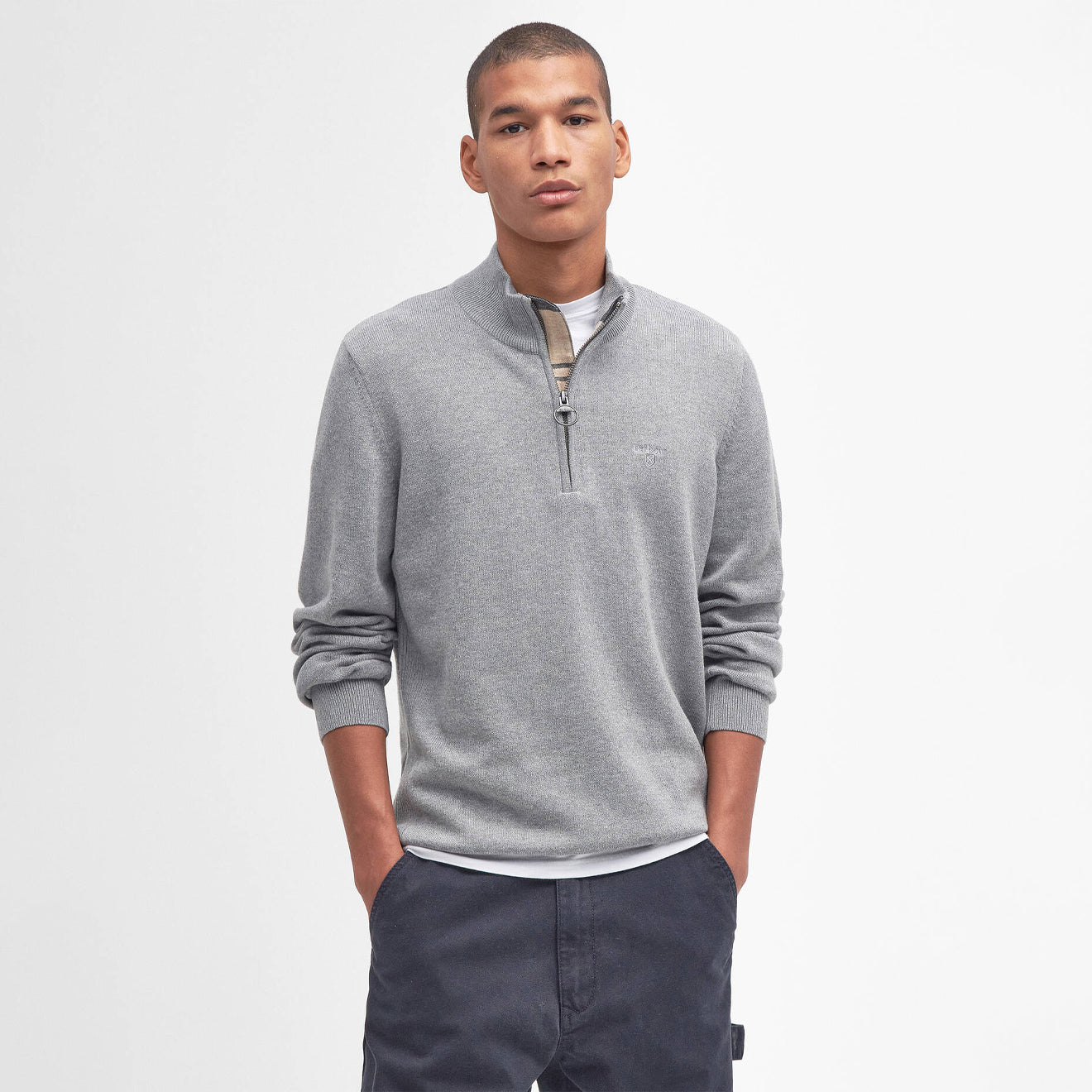 Barbour Cotton Quarter - Zip Jumper Grey Marl - The Sporting Lodge