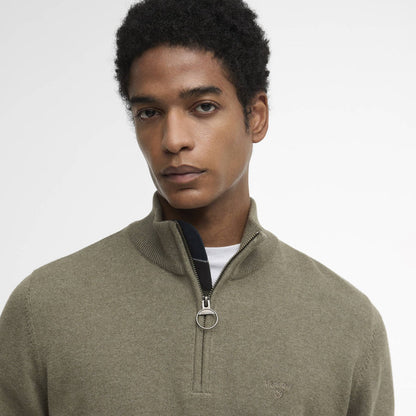 Barbour Cotton Quarter - Zip Jumper Smokey Olive - The Sporting Lodge
