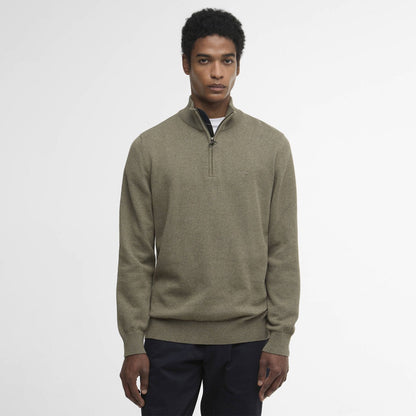 Barbour Cotton Quarter - Zip Jumper Smokey Olive - The Sporting Lodge