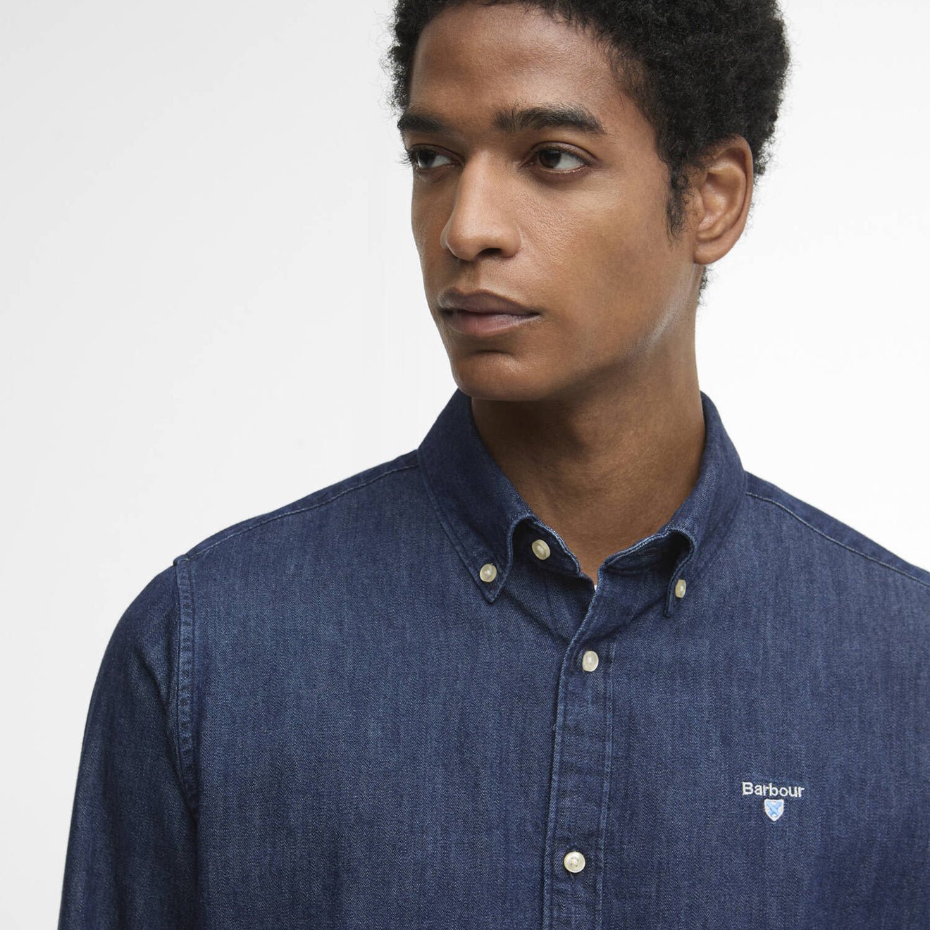 Barbour Denim Crest Tailored L/S Shirt Indigo - The Sporting Lodge