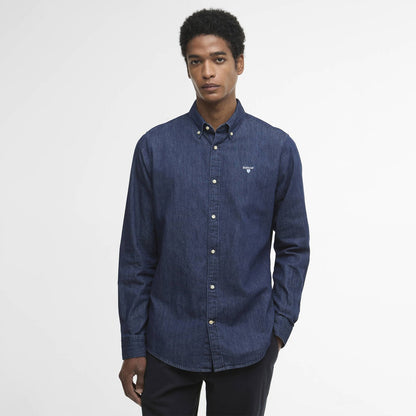 Barbour Denim Crest Tailored L/S Shirt Indigo - The Sporting Lodge