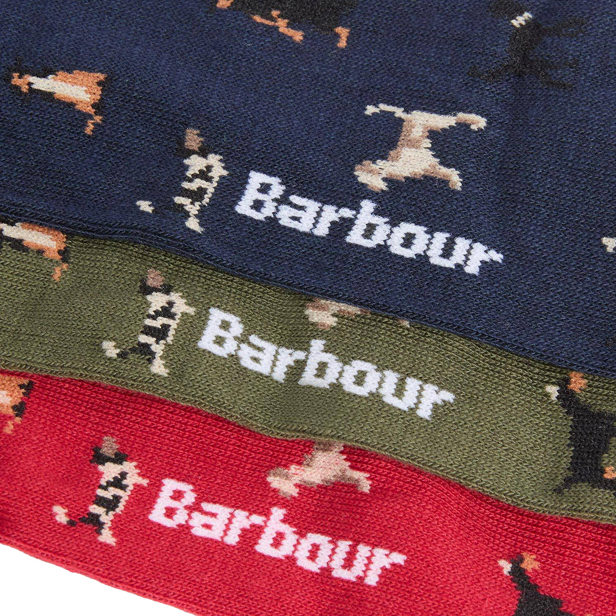 Barbour Dog Sock Gift Set Navy / Red / Green