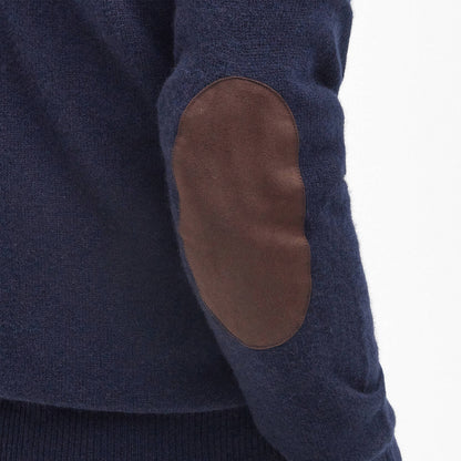 Barbour Essential Elbow Patch Jumper Navy