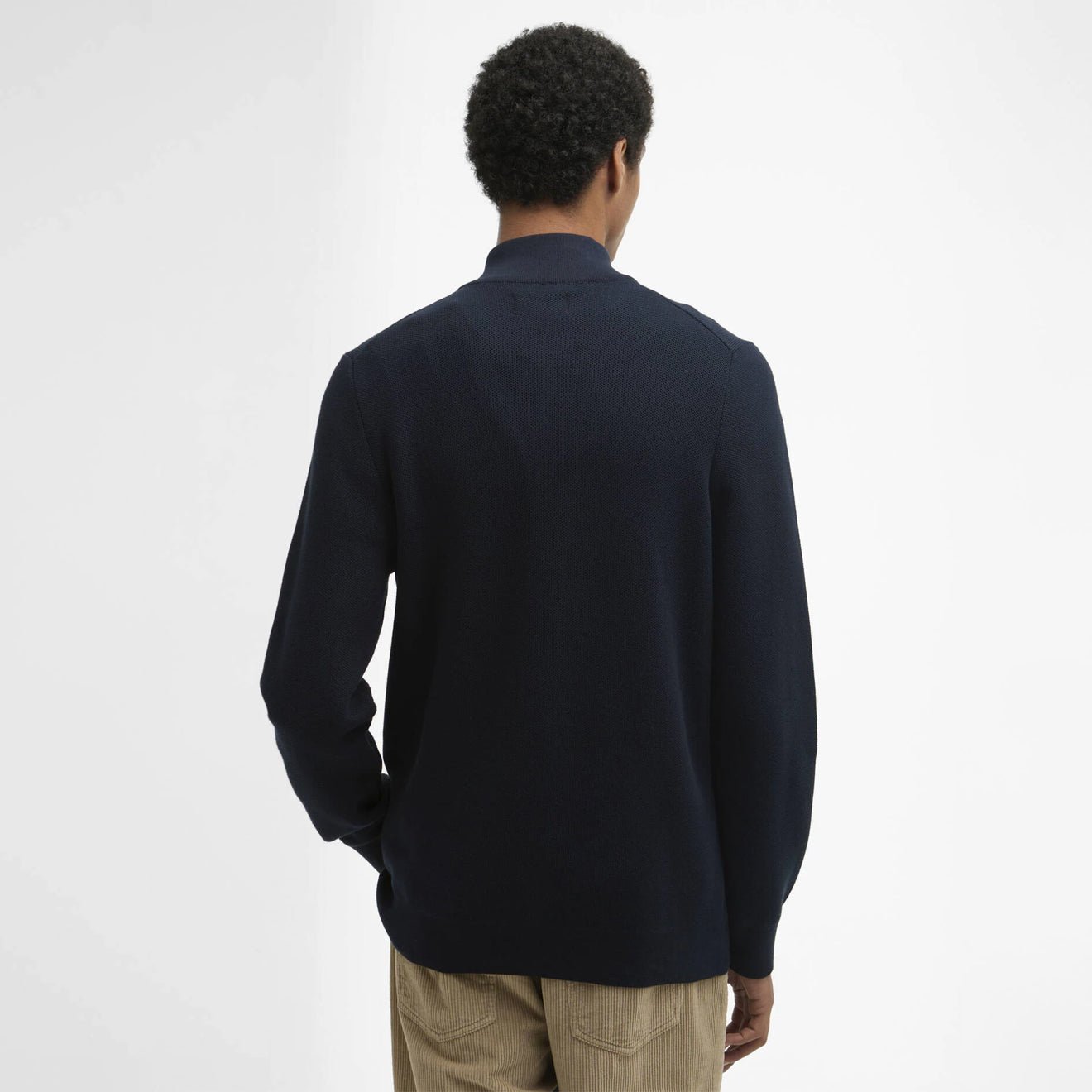 Barbour Essential Honeycomb Quarter-Zip Jumper Navy - The Sporting Lodge