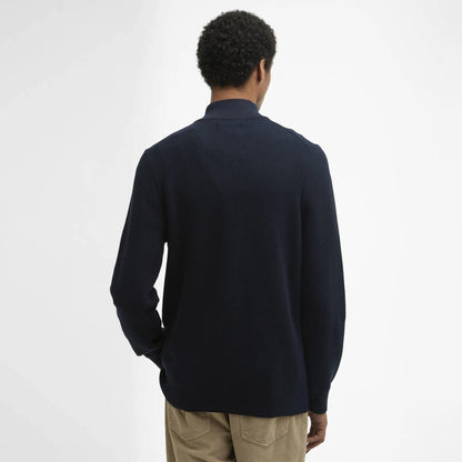 Barbour Essential Honeycomb Quarter-Zip Jumper Navy - The Sporting Lodge