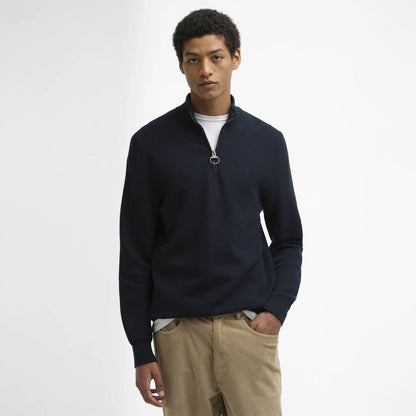Barbour Essential Honeycomb Quarter-Zip Jumper Navy - The Sporting Lodge