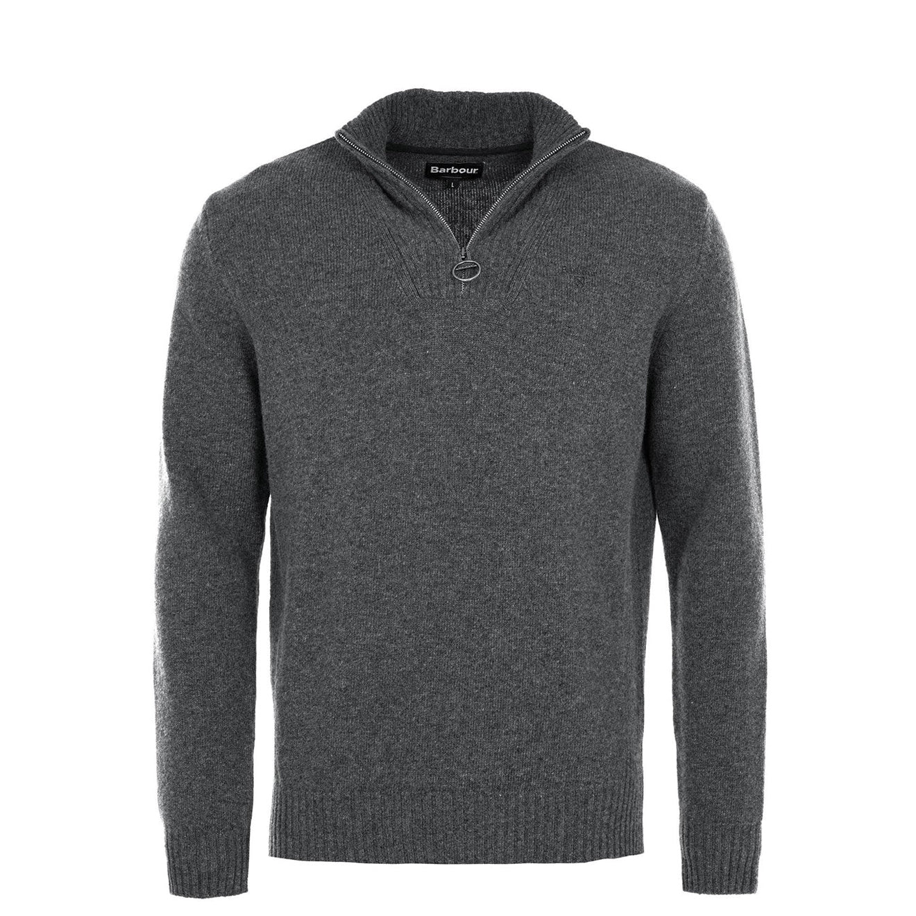 Barbour Essential Lambswool Half Zip Knitted Jumper Charcoal - The Sporting Lodge
