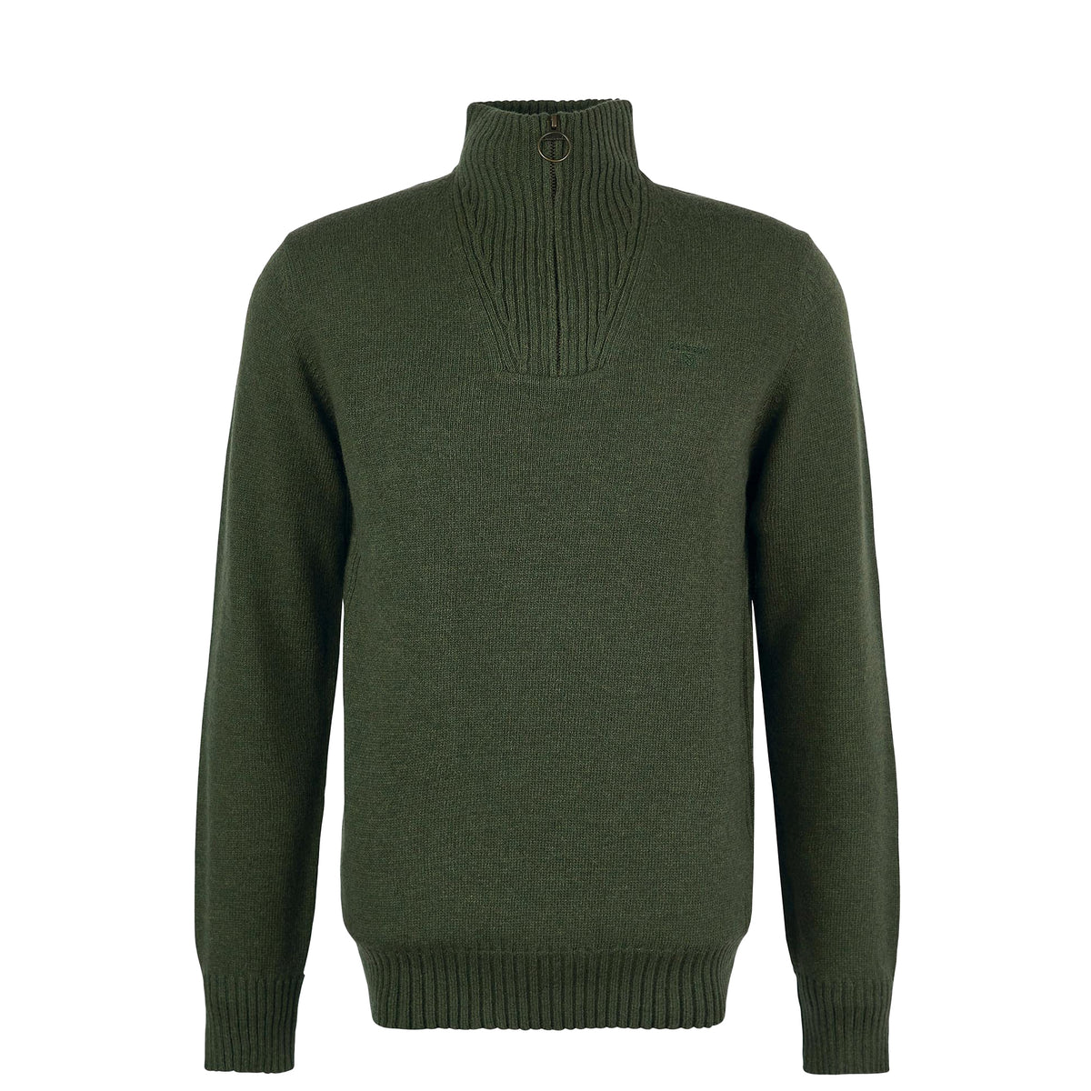 Barbour Essential Lambswool Half Zip Knitted Jumper Mid Olive
