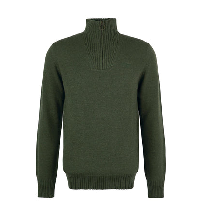 Barbour Essential Lambswool Half Zip Knitted Jumper Mid Olive