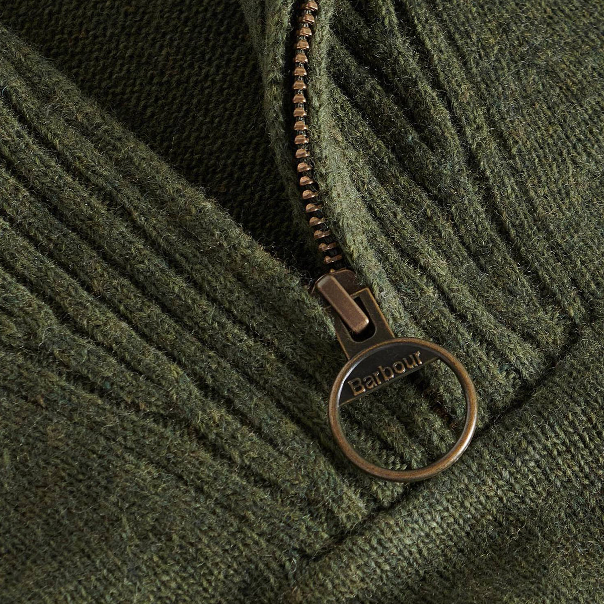 Barbour Essential Lambswool Half Zip Knitted Jumper Mid Olive