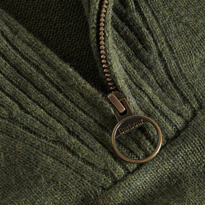 Barbour Essential Lambswool Half Zip Knitted Jumper Mid Olive