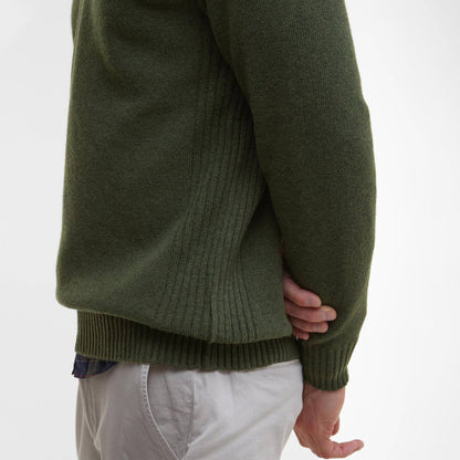Barbour Essential Lambswool Half Zip Knitted Jumper Mid Olive