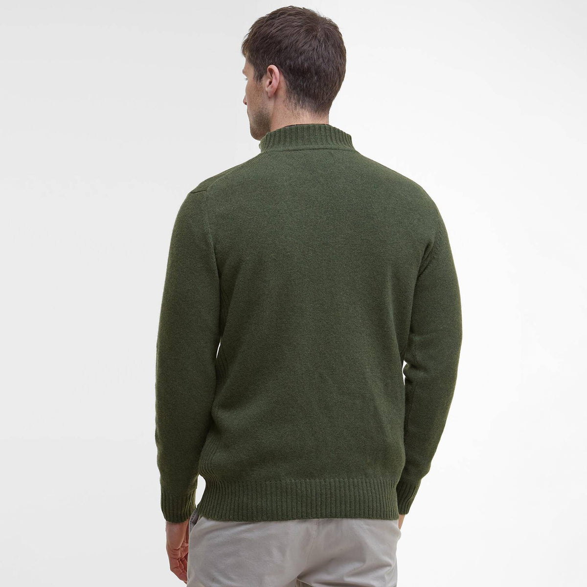 Barbour Essential Lambswool Half Zip Knitted Jumper Mid Olive