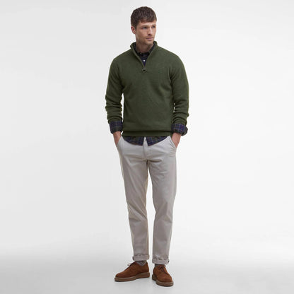 Barbour Essential Lambswool Half Zip Knitted Jumper Mid Olive