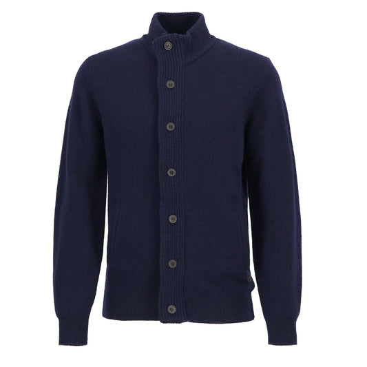 Barbour Essential Patch Zip Through Knitted Jumper Navy - The Sporting Lodge