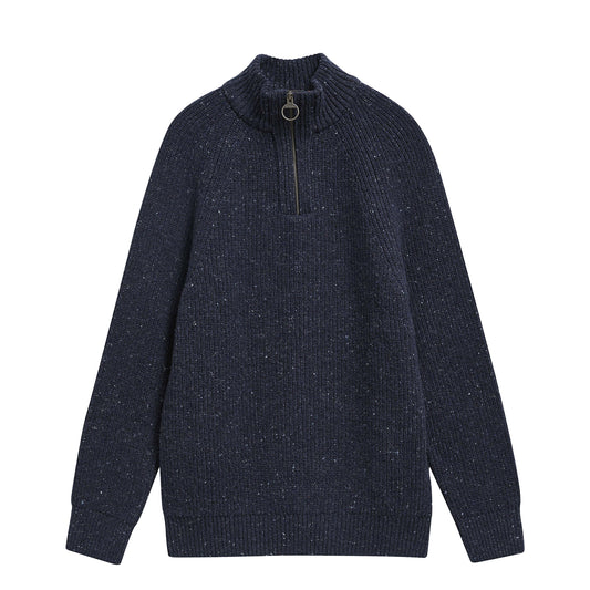 Barbour Essentials Fleck Half Zip Navy