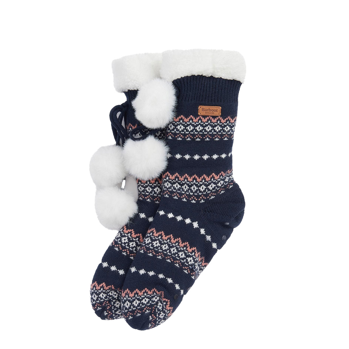 Barbour Fair Isle Lounge Socks Pink/Navy - The Sporting Lodge