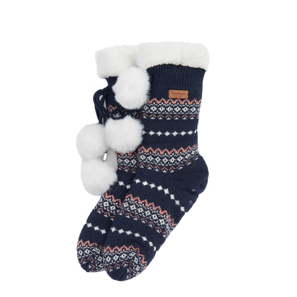 Barbour Fair Isle Lounge Socks Pink/Navy - The Sporting Lodge