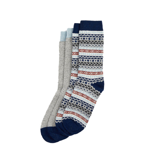 Barbour Fair Isle Sock 2 Pack Blue Granite Mix - The Sporting Lodge