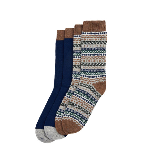 Barbour Fair Isle Sock 2 Pack Green Loch Mix - The Sporting Lodge