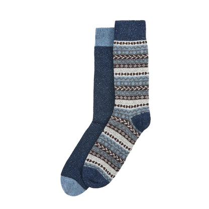 Barbour Fair Isle Sock 2 Pack Midnight Oak Mix