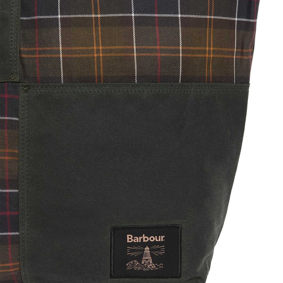 Barbour Field Patchwork Tartan Tote Bag Sage / Classic