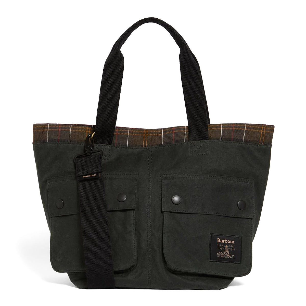 Barbour Field Waxed Carry All Tote Bag Sage / Classic