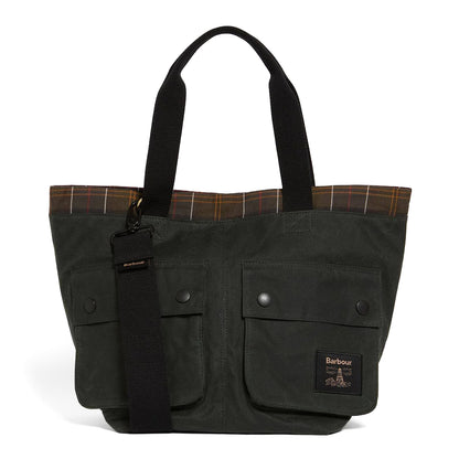 Barbour Field Waxed Carry All Tote Bag Sage / Classic