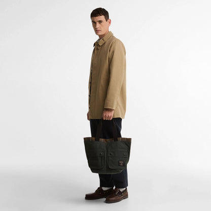 Barbour Field Waxed Carry All Tote Bag Sage / Classic