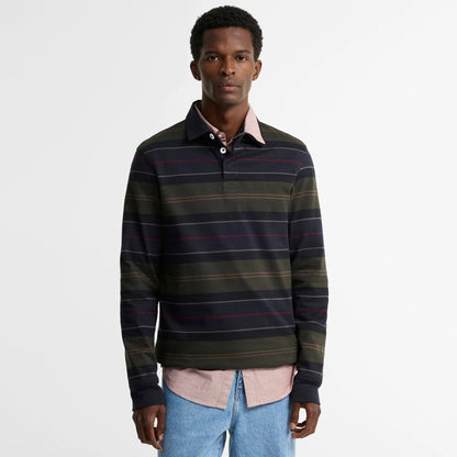 Barbour Frith Tartan Stripe L/S Rugby Shirt Navy