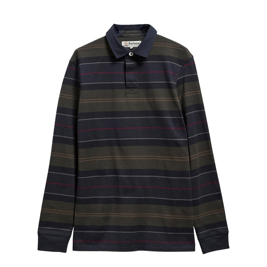 Barbour Frith Tartan Stripe L/S Rugby Shirt Navy