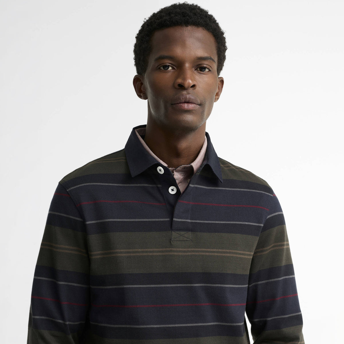 Barbour Frith Tartan Stripe L/S Rugby Shirt Navy