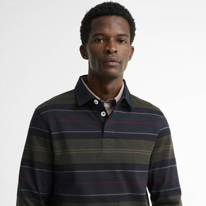 Barbour Frith Tartan Stripe L/S Rugby Shirt Navy