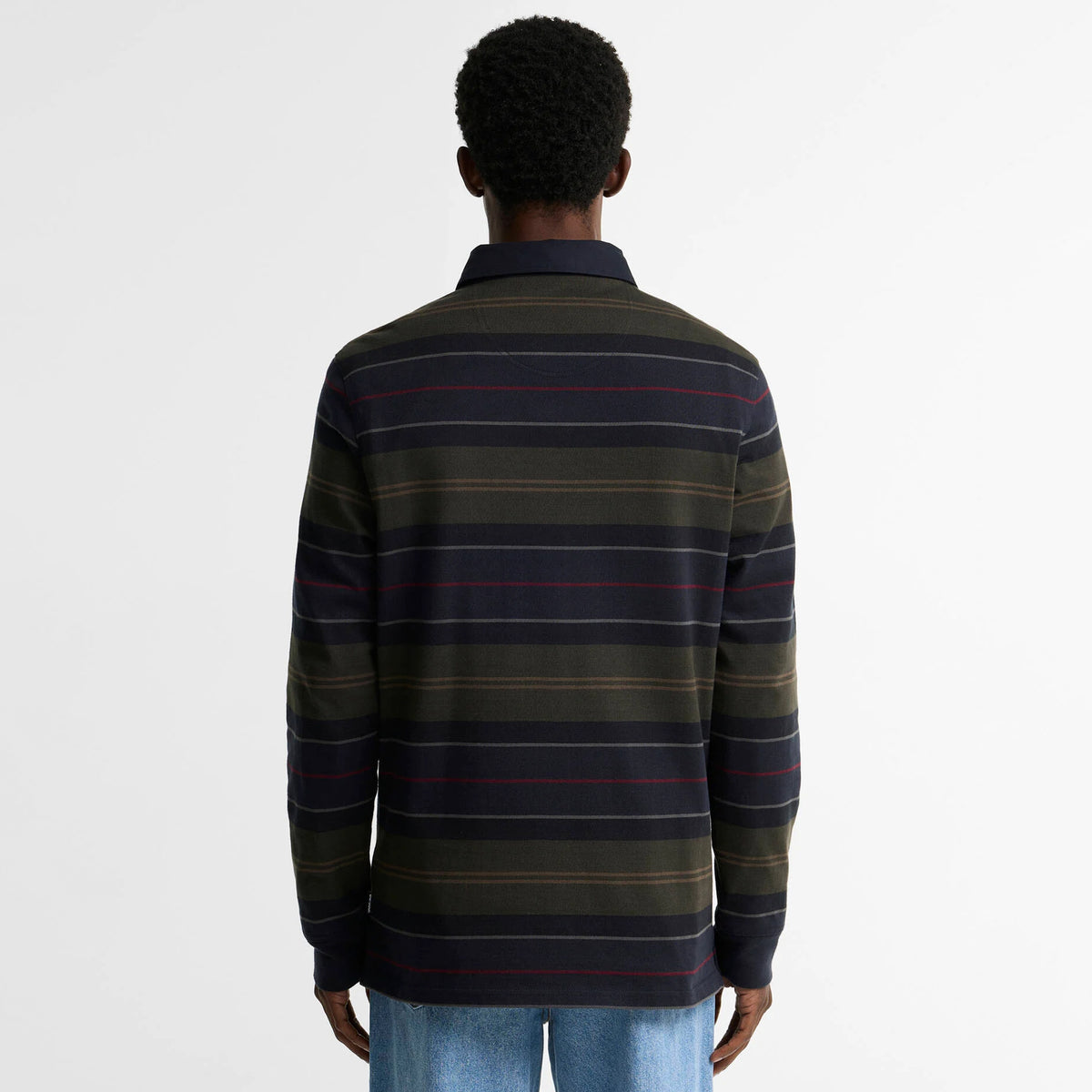 Barbour Frith Tartan Stripe L/S Rugby Shirt Navy