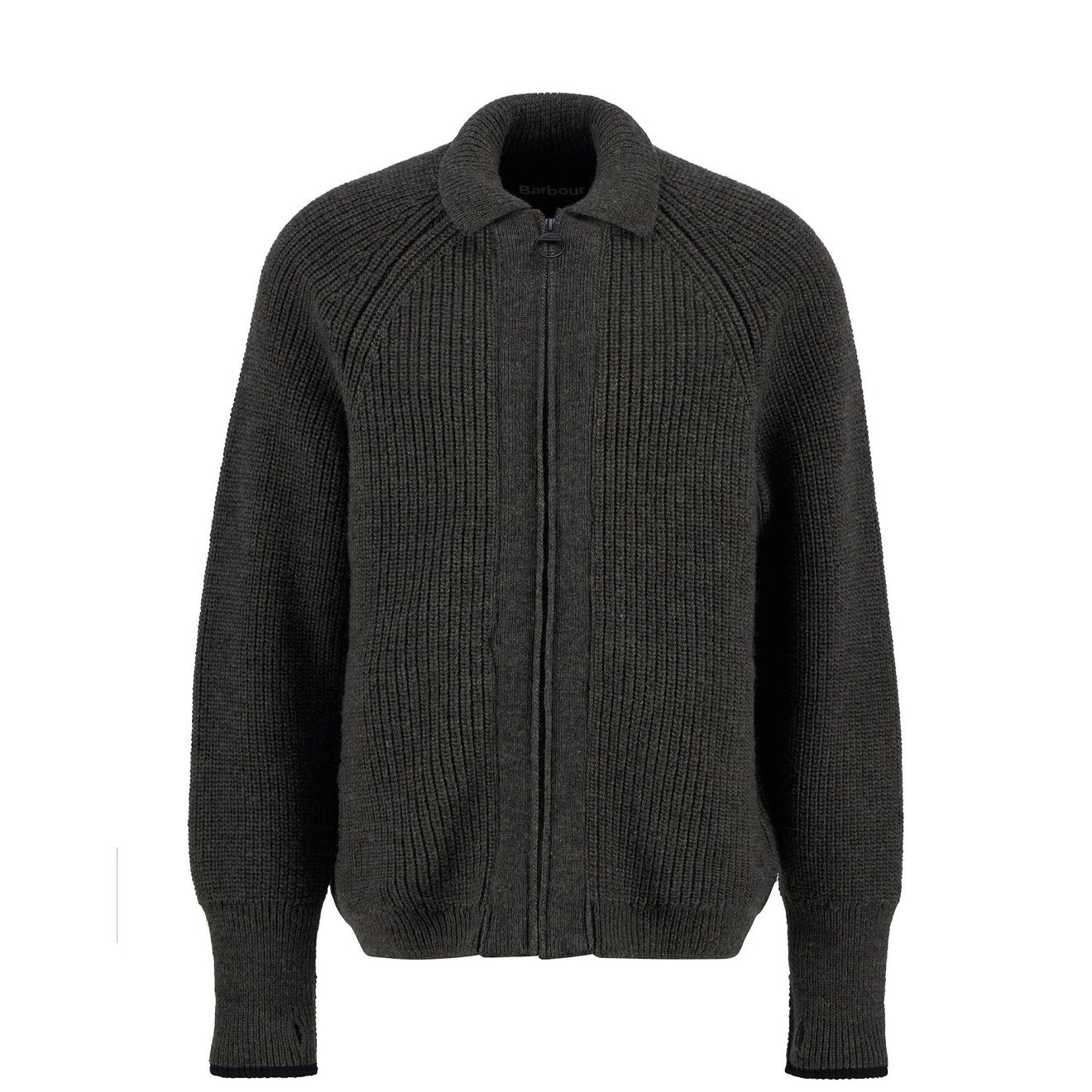 Barbour Garthman Knitted Zip Through Sweater Olive Ink