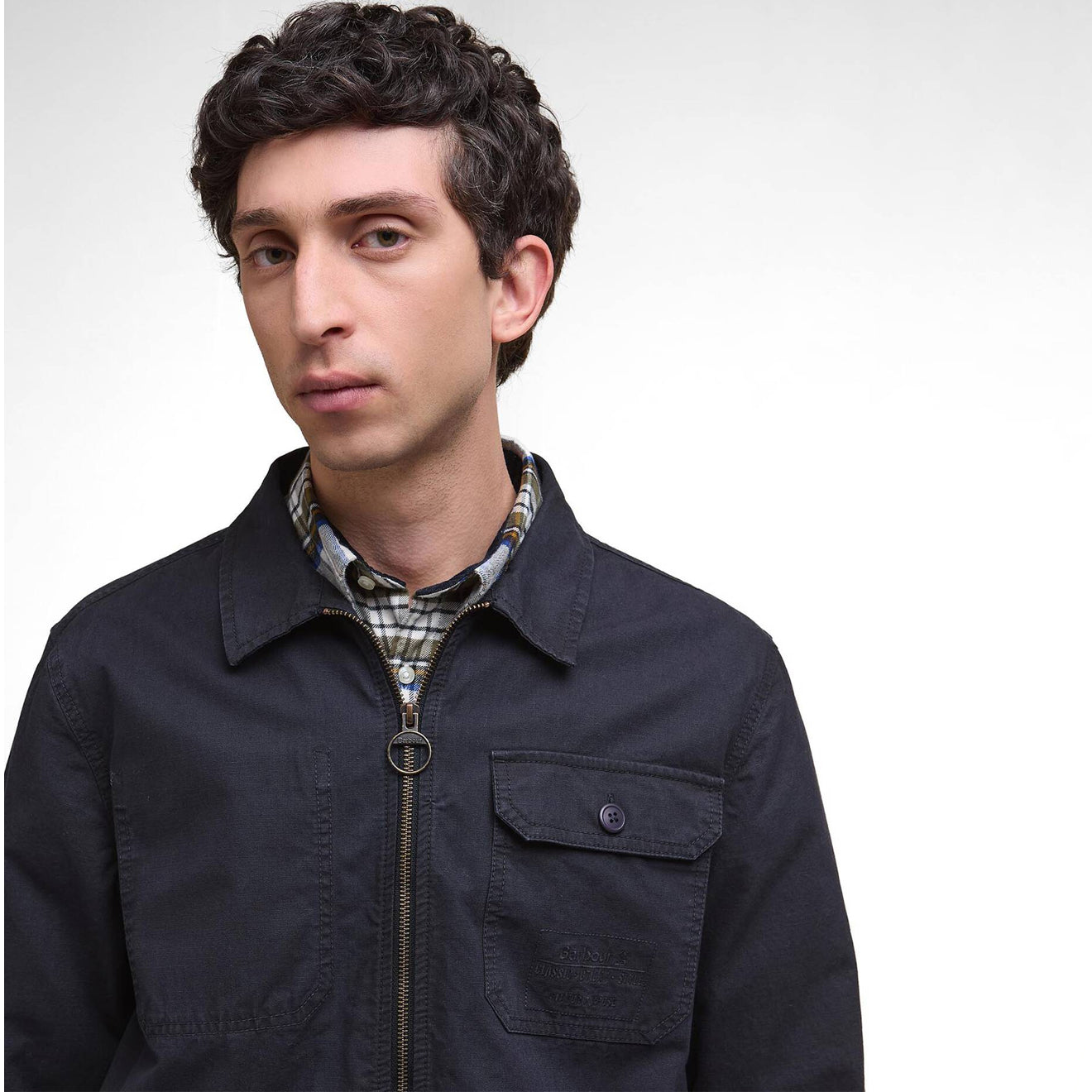 Barbour Harton Relaxed Slub Overshirt Dark Navy - The Sporting Lodge