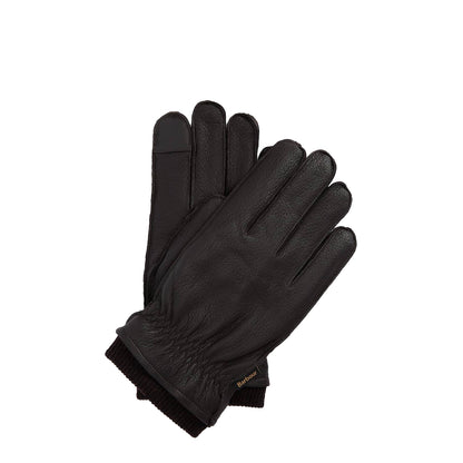 Barbour Highfield Leather Gloves Dark Brown
