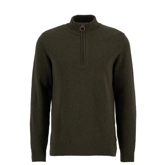 Barbour Holden Half Zip Knitted Jumper Olive Marl