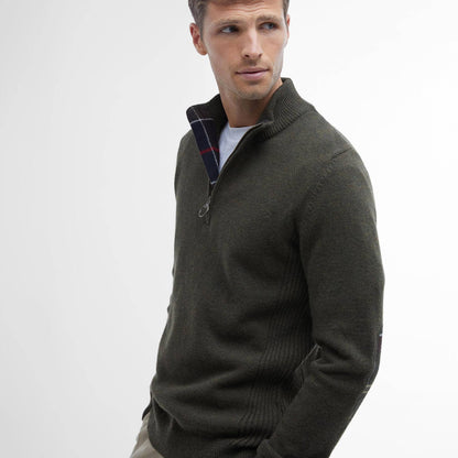 Barbour Holden Half Zip Knitted Jumper Olive Marl