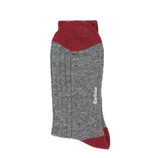 Barbour Houghton Socks Mid Grey/Red - The Sporting Lodge