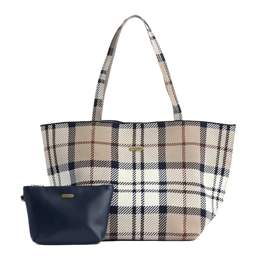 Barbour Layla Tartan Large Tote Bag Rosewood Tartan
