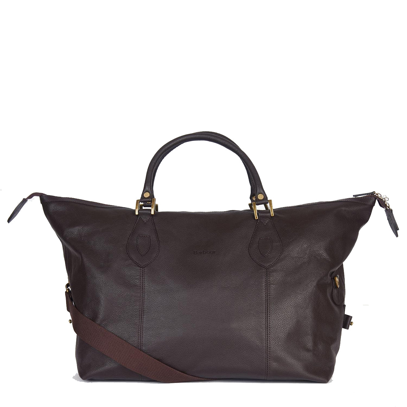 Barbour Leather Medium Travel Holdall Chocolate - The Sporting Lodge
